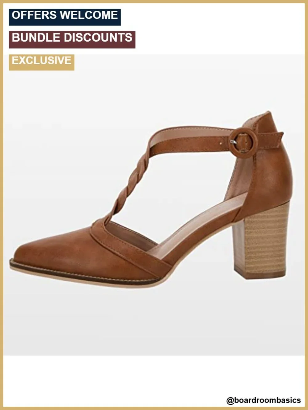 Womens Chunky Block Heels Pointed Toe Pumps Ankle Strap Dress Shoes